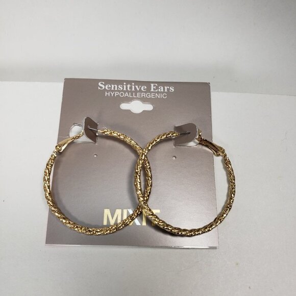 MIXIT Women’s Gold-Tone Twisted Rope Hoop Earrings – 1.5" Hypoallergenic Jewelry - Picture 6 of 11